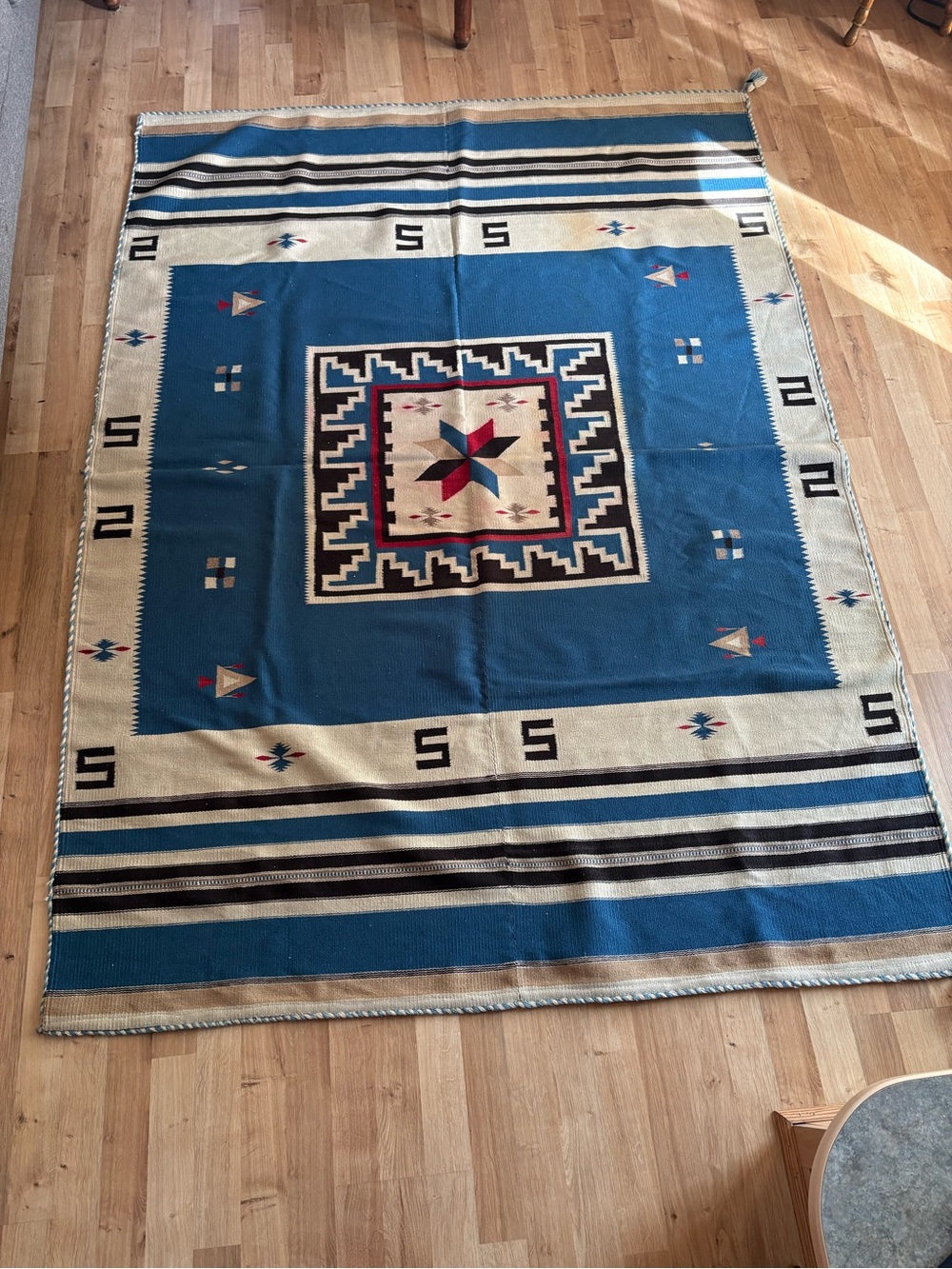 Antique/Vintage Texcoco Blanket/Serape/Tapestry Handwoven in Central